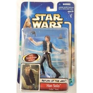 2002 Hasbro Star Wars Han Solo Endor Raid Figure Sealed Blue Card Vintage